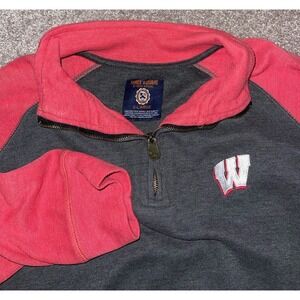 Royce Apparel Wisconsin Badgers 1/4 Zip Jacket Mens XL Red/Gray WSU NCAA College